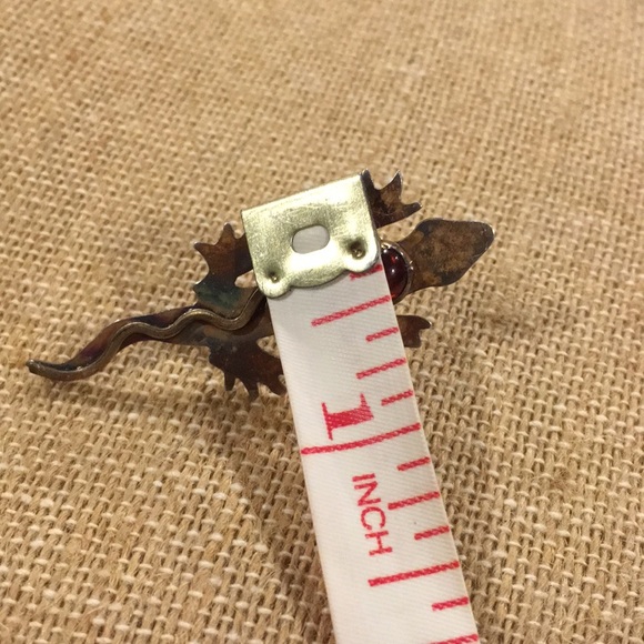 Sterling Silver Gecko Lizard with Baltic Amber Cabochon Brooch Pin - Picture 6 of 6